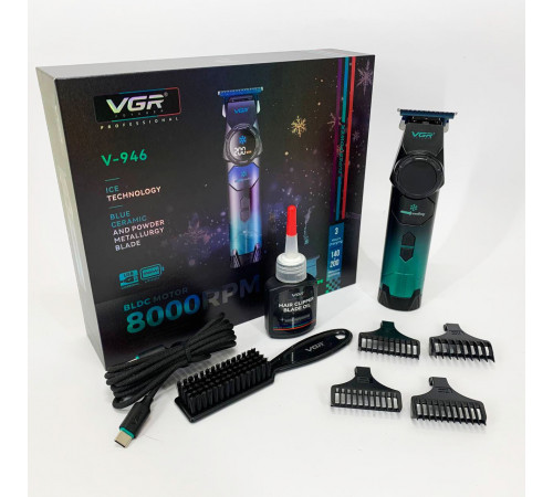 Електронна машинка для стрижки VGR V-946, Професійний тример з насадками, Надійна машинка для стрижки FZ-76 за 2681 грн