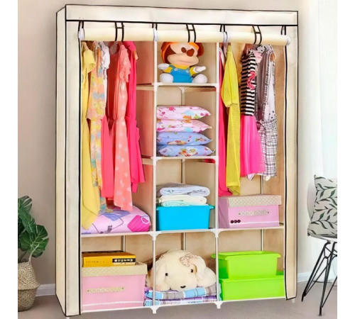 Портативный тканевый шкаф органайзер WARDROBE, Шкаф складной тканевый надежный сборной с полками DP-58