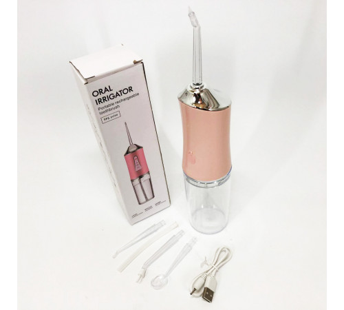 Ирригатор для чистки зубов и полости рта Oral Irrigator с аккумулятором и сменными насадками Pink IB-11