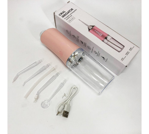 Ирригатор для чистки зубов и полости рта Oral Irrigator с аккумулятором и сменными насадками Pink IB-11