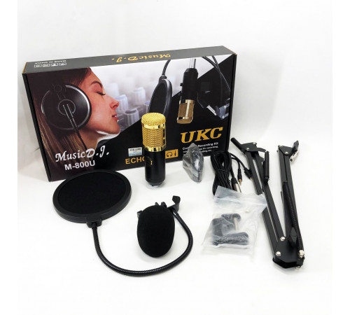 Микрофон Студийный конденсаторный Music D.J. M-800U со стойкой и ветрозащитой VS-16