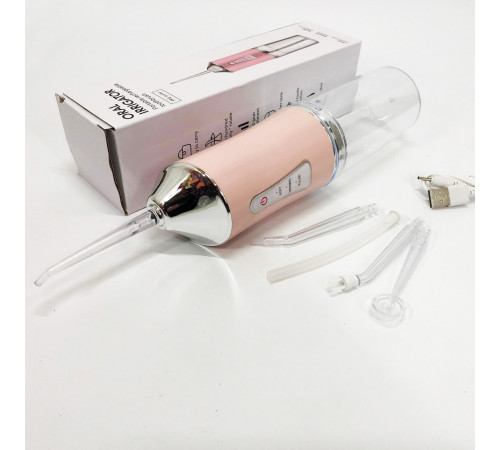 Ирригатор для чистки зубов и полости рта Oral Irrigator с аккумулятором и сменными насадками Pink IB-11