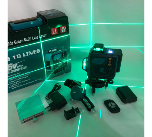 Лазерный уровень 50 метров Laser 4D, Лазерный уровень нивелир с запасной батареей HP-33