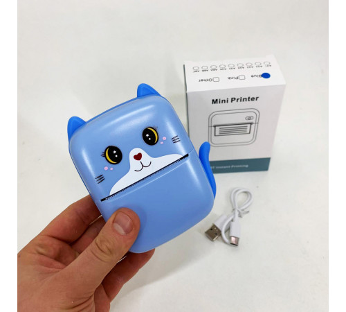Портативный детский термопринтер с Bluetooth A8 Cat мини принтер для телефона Blue MD-95