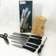 Набір ножів Rainberg RB-8806 на 8 предметів з ножицями та підставкою з нержавіючої сталі. Колір: чорний CY-98 за 747 грн