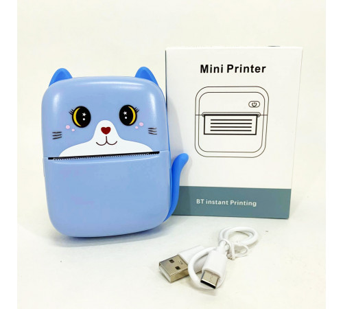 Портативный детский термопринтер с Bluetooth A8 Cat мини принтер для телефона Blue MD-95