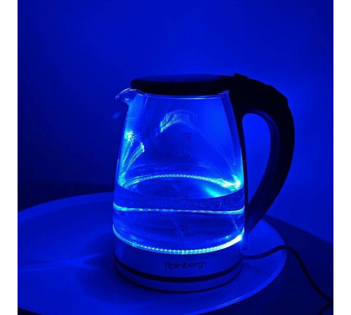 Электрический стеклянный чайник Rainberg RB-2250 с LED подсветкой 2200 Вт 1.8л, хороший электро чайник GT-23