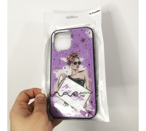 Чехол на Apple Iphone 12 Pro Max девушка в очках. Цвет: фиолетовый VP-46