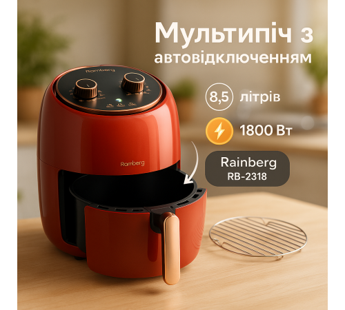Аерогриль для фрі Rainberg, Фритюрниця з можливістю приготування різних страв, Аерогриль для запіканок RL-89