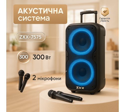Колонка для караоке с микрофоном на аккумуляторе, Музыкальная блютуз колонка с подсветкой FK-33