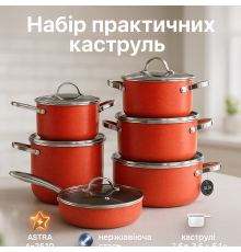 Кастрюли с прозрачными крышками, Хорошие кастрюли, Набор кастрюль для плит, Набор высоких кастрюль OF-63