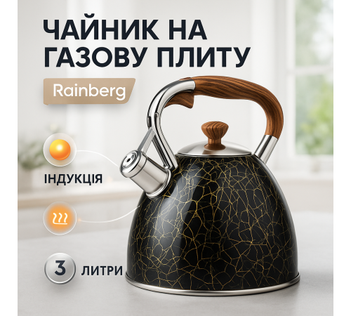 Чайник с одинарным дном Rainberg RB-2311 3л, Обычный чайник на газовую плиту для воды на газ JI-32