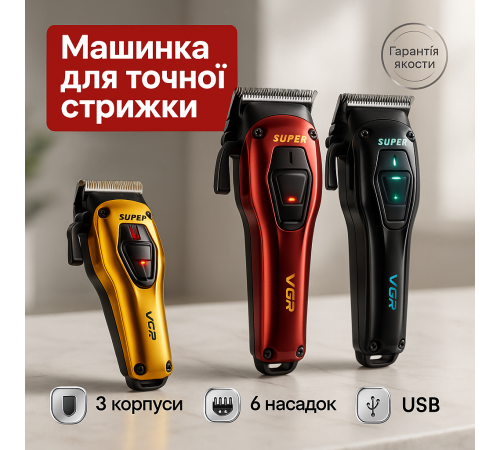 Электрическая аккумуляторная машинка для стрижки, Машинка для стрижки волос с различными насадками VQ-95