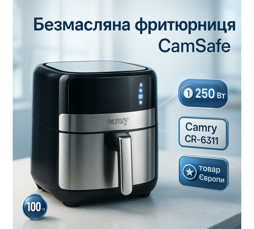 Великий аерогриль Сamry, Електрофритюрниця, Фритюрниця без олії вигідна пропозиція, Безмасляний фритюр RD-91