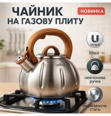 Чайник для газовых плит Unique UN-5303 3 л, Чайник газовый нержавейка Современный со свистком NF-41