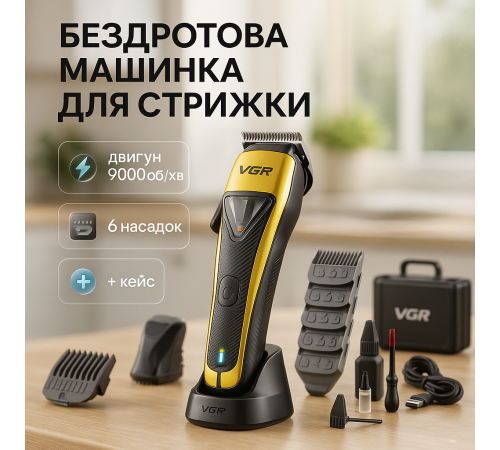 Надійна машинка для стрижки VGR, Бездротова машинка для стрижки для дому Електромашинка волосся NG-58