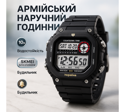 Водонепроникний годинник з гарантією SKMEI, Годинник армійський для ЗСУ військової тематики RX-46