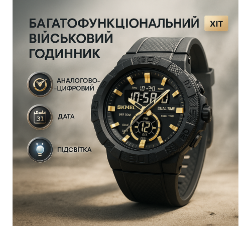 Хорошие мужские часы фирма SKMEI, Тактические часы для зсу Водонепроницаемые наручные для мужчин SU-50