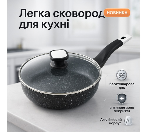 Сковорода для приготування на плиті UNIQUE UN-5114 22 см, Якісні кухонні сковорідки HO-86