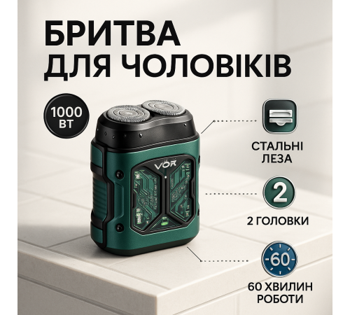 Бритва со встроенным аккумулятором эргономичная VGR V-344, Мужская аккумуляторная електро бритва IM-49
