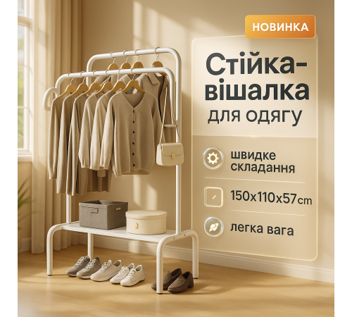 Вешалка для одежды на балкон, Металлическая вешалка в прихожую Крепкая для верхней одежды TE-64