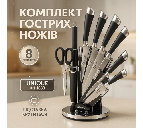 Набор ножей для домашнего повара UNIQUE UN-1838, Набор литых ножей для кухни Ножи кухонных нужд HI-98
