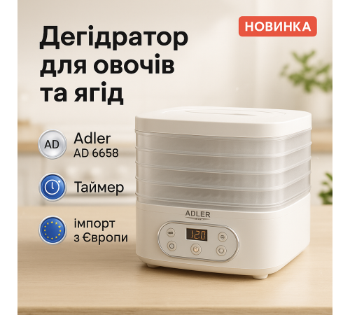 Дегидратор для профессиональной сушки Adler AD 6658 550Вт, Сушилка 5 ярусов, Дегидратор для овощей мяса RQ-32