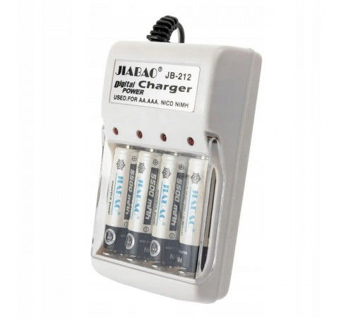 Зарядное устройство для аккумуляторов АА и ААА, Jiabao JB-212 + 4 аккумулятора ААА VD-68
