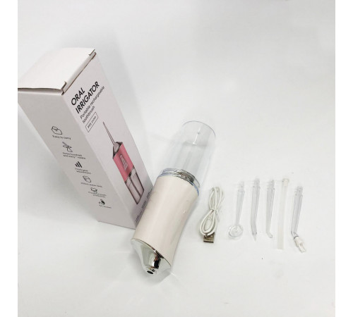 Ирригатор для чистки зубов и полости рта Oral Irrigator с аккумулятором и сменными насадками White TN-57