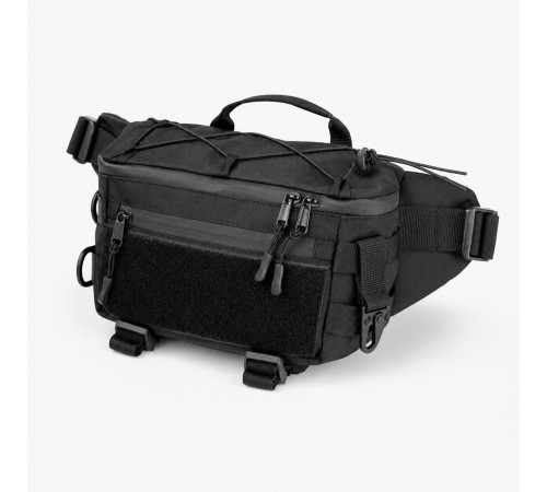 Тактическая сумка-бананка через черное плечо с Cordura 1000D, поясная мужская сумка с VELCRO и карабином HN-45