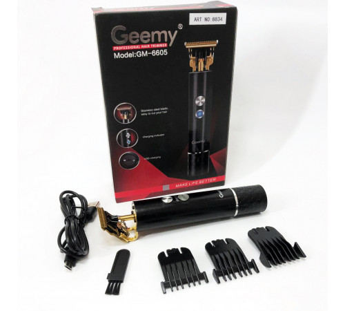 Модний машинка для стрижки волосся GEEMY GM-6605, Акумуляторна машинка для стрижки волосся з насадками NF-28