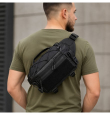 Тактическая сумка-бананка через черное плечо с Cordura 1000D, поясная мужская сумка с VELCRO и карабином HN-45