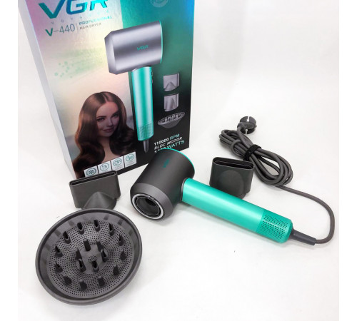Профессиональный фен для работы VGR V-440, Фен для укладки волос салонный Фен-стайлер сушки волос QI-58