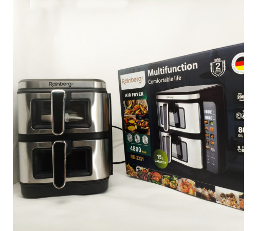 Мини фритюрница Rainberg RB-2331 4800Вт 15л, Фритюрница без масла для жарки сырных палочек EG-45