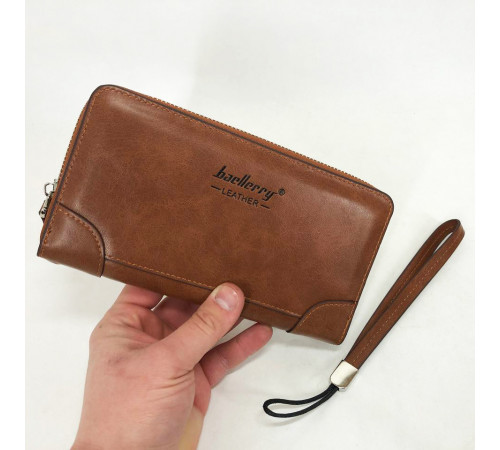 Мужская сумка кошелек в подарок Baellerry leather brown, Вертикальное мужское портмоне из кожи IC-34
