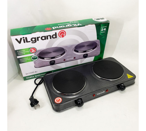 Плитка електрична переносна ViLgrand VHP152F 2000 Вт, Електроплита маленька, Електрична настільна плита GO-81 за 1224 грн