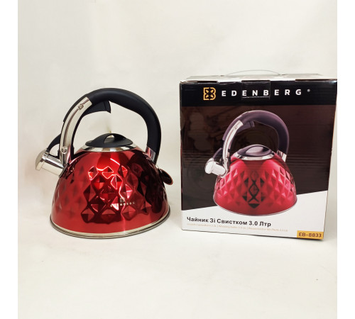 Чайник метталический газовый Edenberg, Чайник для приготовления чая со свистком для воды на газ GR-73