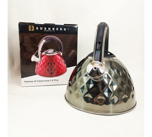 Чайник для газовой комфорки Edenberg EB-8833 3л, Кухонный чайник с ручкой и свистком AZ-52