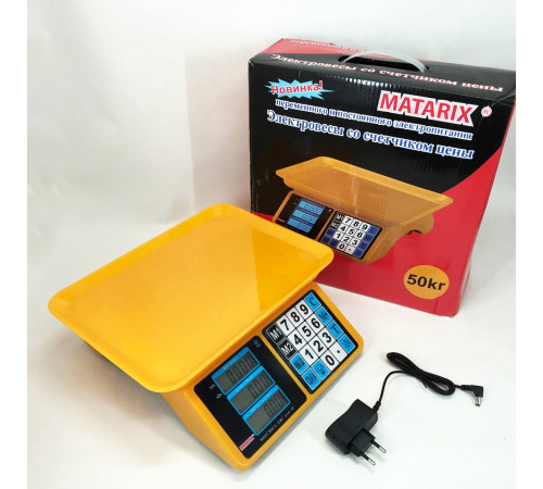Ваги для продуктів Matarix MX-412 до 50 кг, Ваги торгові 50 кг на стіл Товарні торгові EG-38