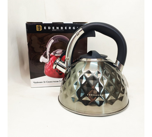 Чайник для газовой комфорки Edenberg EB-8833 3л, Кухонный чайник с ручкой и свистком AZ-52