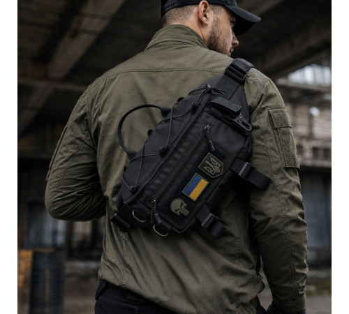 Тактическая сумка-бананка через черное плечо с Cordura 1000D, поясная мужская сумка с VELCRO и карабином HN-45