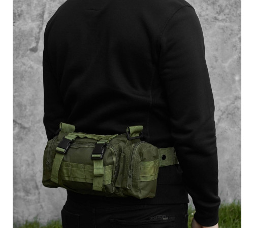 Сумка - підсумок тактична поясна Tactical військова, сумка нагрудна з ременем на плече 5 літрів кордура хакі OG-48