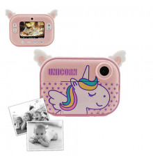 Фотоаппарат для детей с играми YT008 PINK, Детский фотоаппарат мгновенной печати с термобумагой PZ-58