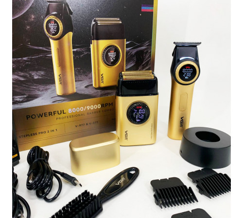 Перукарська машинка акумуляторна професійна VGR 2 в 1 V-977 V-377, Електромашинка для стрижки HM-85