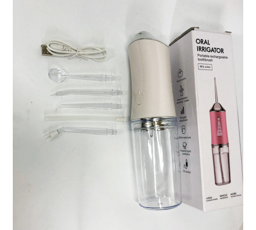 Ирригатор для чистки зубов и полости рта Oral Irrigator с аккумулятором и сменными насадками White TN-57