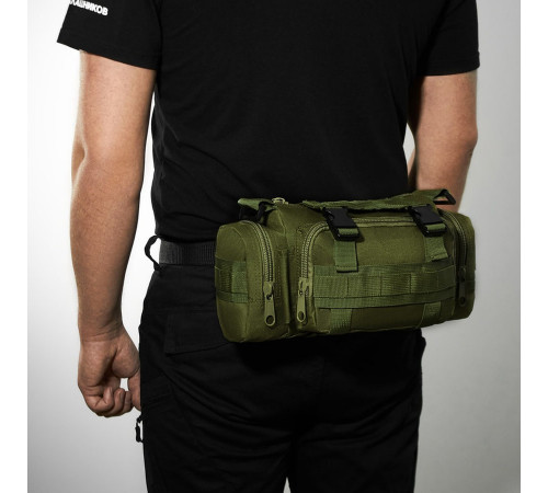 Сумка - підсумок тактична поясна Tactical військова, сумка нагрудна з ременем на плече 5 літрів кордура хакі OG-48