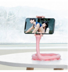 Гнучкий тримач для телефону з універсальними присосками Cute Worm Lazy Holder. Колір: рожевий HS-61