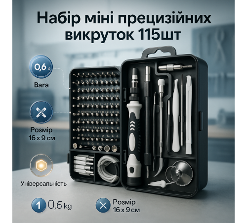 Набор мини прецизионных отверток 115 в 1 для ремонта электроники HX-21