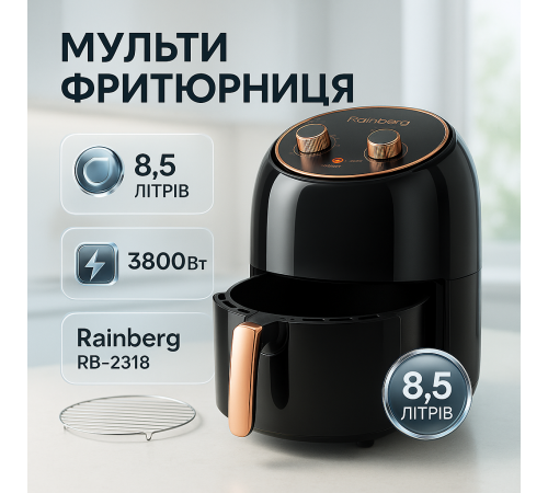Безмасляная домашняя фритюрница Rainberg, Электрические фритюрницы для дома, Фритюрницы електричная EM-27