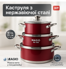 Набір каструль для електроплити MAGIO MG-1202 6 шт, Набір каструль з антипригарним внутрішнім покриттям LO-51